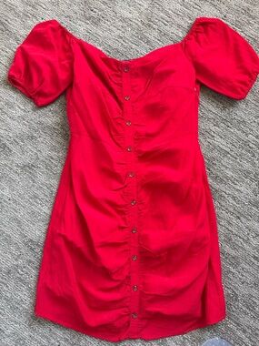 Walter Baker Red Odette Button-Front Dress